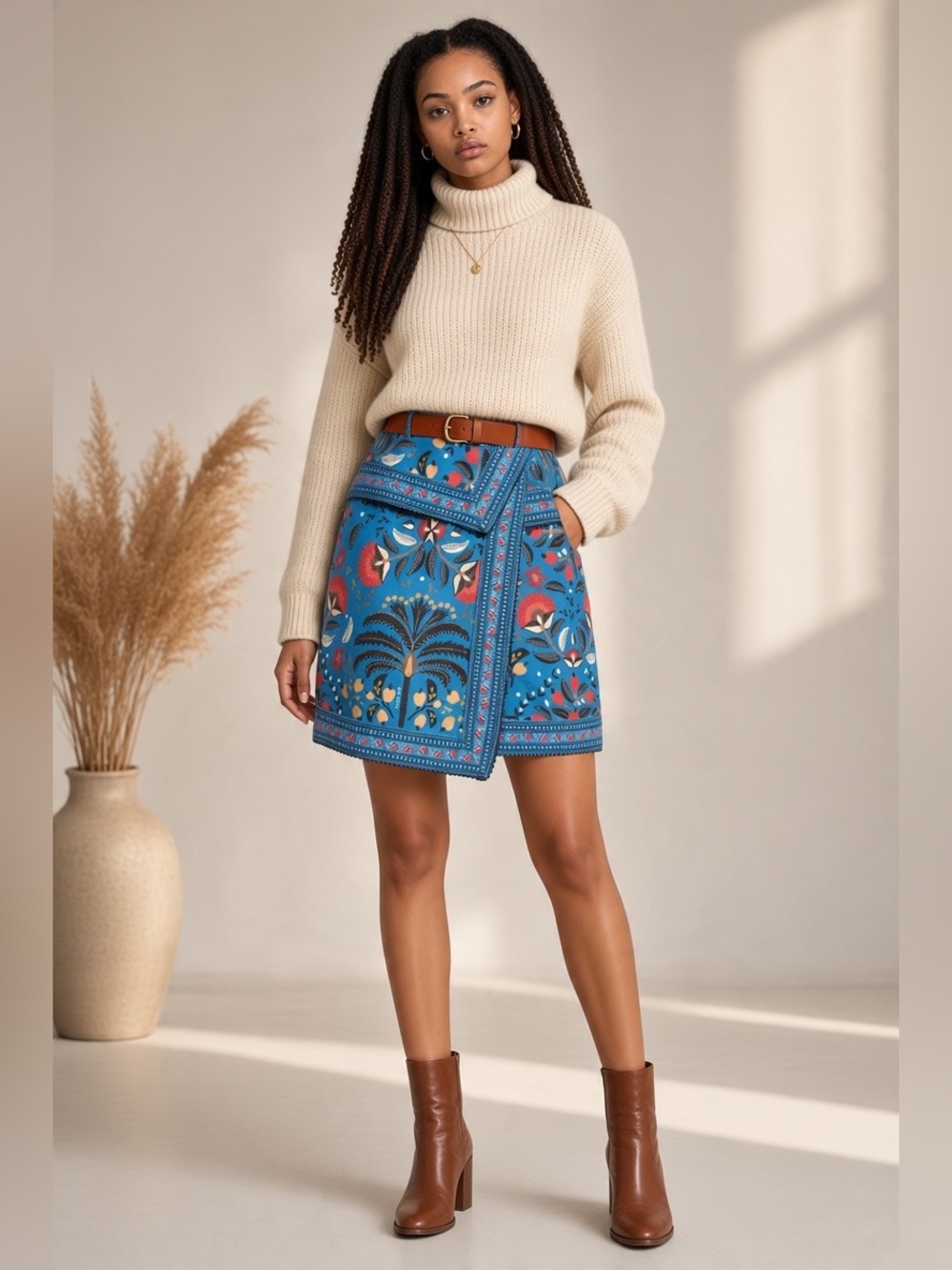 FARM Rio Blue Floral Wrap Mini Skirt | Size 29
